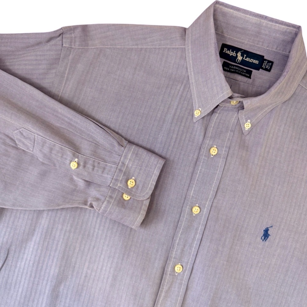 Ralph Lauren Yarmouth 100% Two Ply Cotton Button Down Business‎ Shirt 16.5-34/35